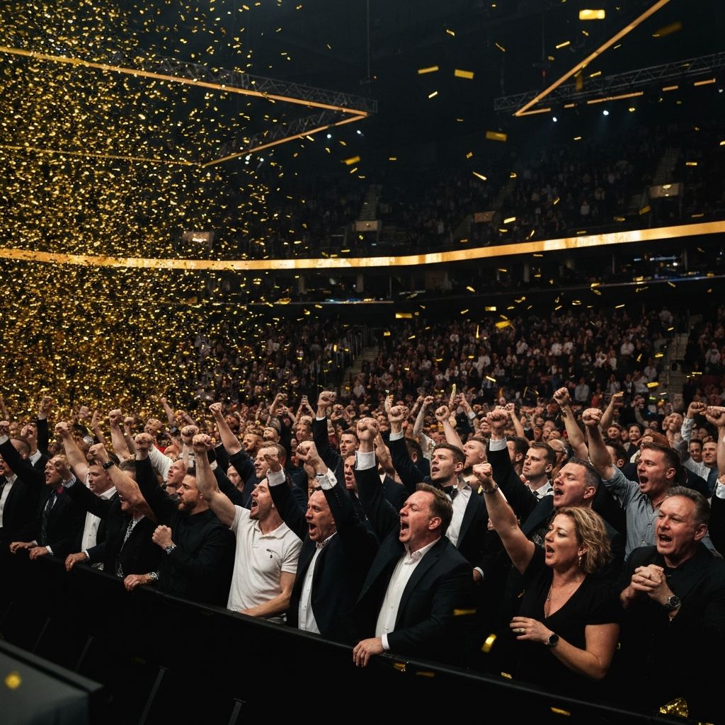 Penonton antusias menyaksikan pertandingan tinju di HSS HollyWings Sport Show