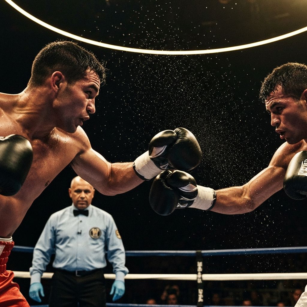 Dua petinju saling beradu pukulan di pertandingan HSS HollyWings Sport Show