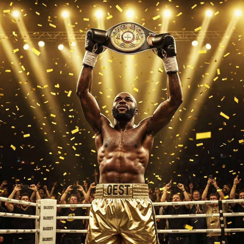 Juara tinju mengangkat sabuk kemenangan di HSS HollyWings Sport Show